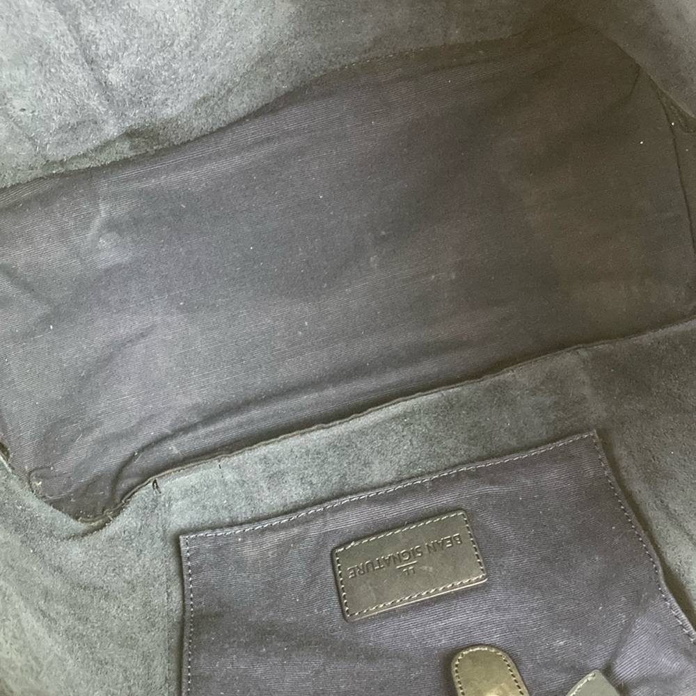 LL Bean Signature Heritage Navy Blue Leather Tote Bag - Picture 9 of 16